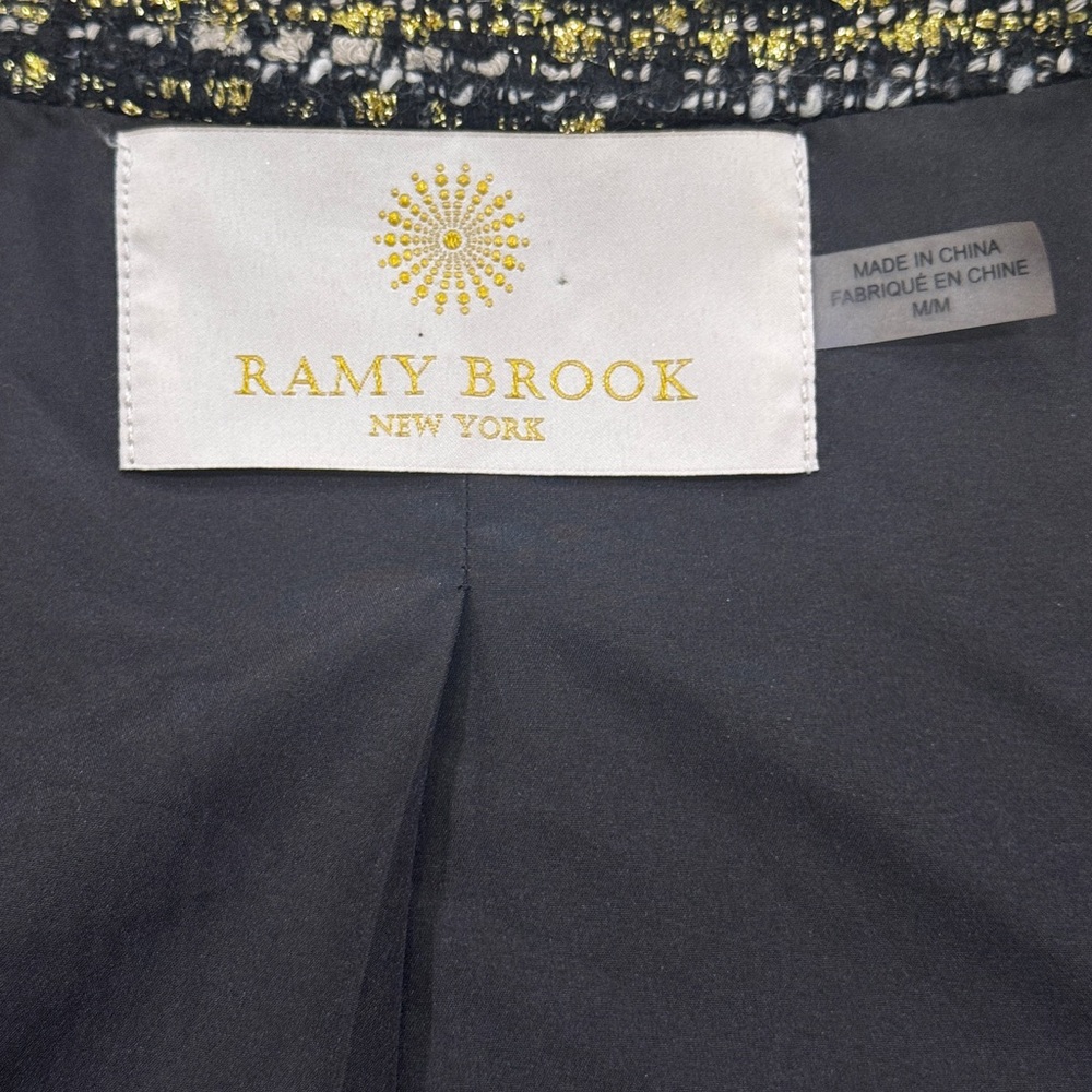Ramy Brook Emersyn Tweed Wool & Mohair Blend Vest – Black & Gold – Size Medium - Picture 9 of 11